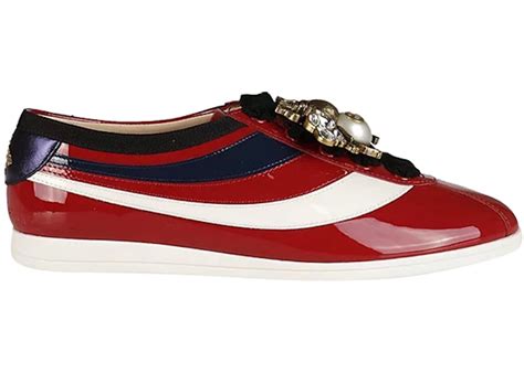 Gucci Falacer Patent Leather Sneaker Red Vernice Crystal 